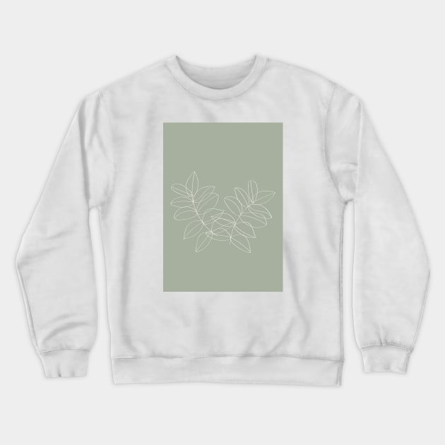 Boho Sage Green, Decor, Line Art, Botanical Leaves Crewneck Sweatshirt by Colorable